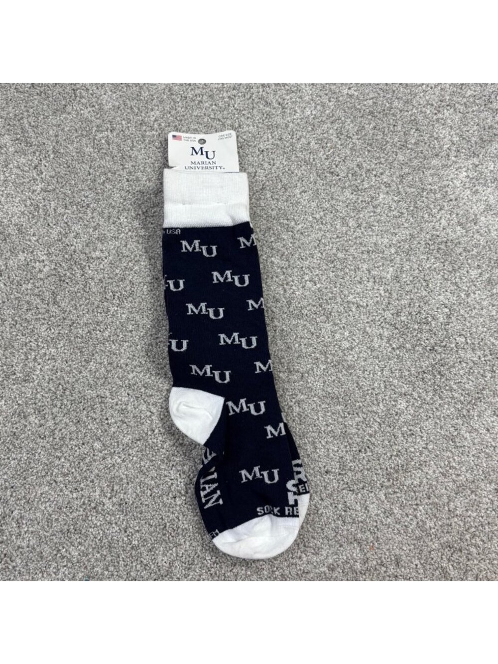 Marian University Socks One Size fits Most Logo Sock Religious M 5-11 W 7-12